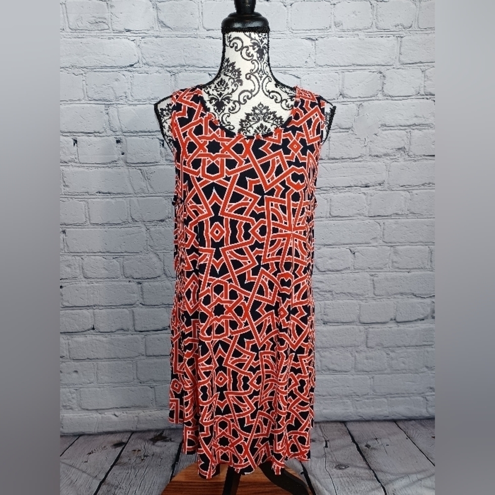42 Pops women's sleeveless stretch knit geometric print dress size large bb20